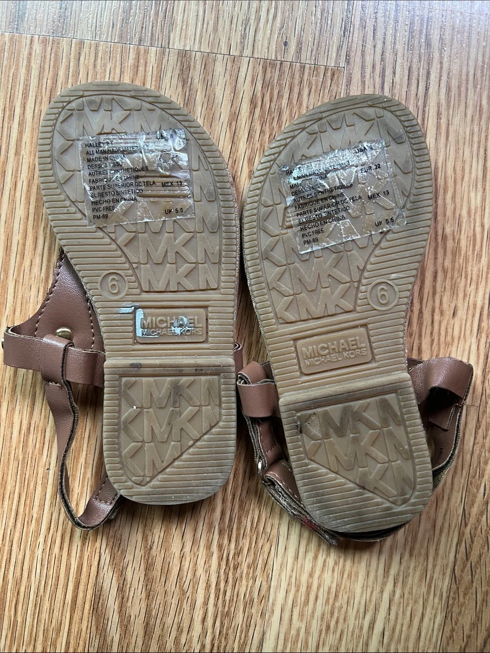 MICHAEL Michael Kors Brown Logo T-Strap Sandals for Toddlers